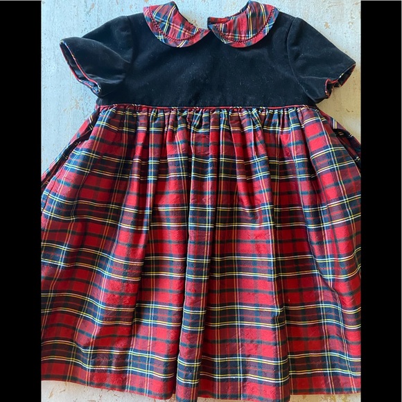 NWOT Luli & Me Velvet and Plaid Dress 24M - Picture 1 of 9